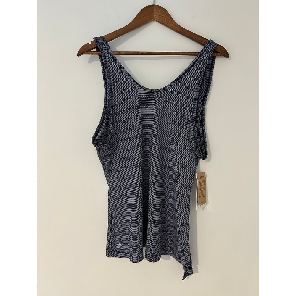 NWT Athleta Max Out Tank Top Athletic Gym Tie UPF 50+ Shirt Navy Blue White